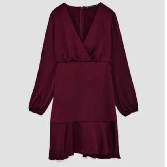 [Zara] Classic Maroon Satin Dress